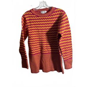 Mendocino Colorful Zigzag Sweater - 100% Shetland Wool Medium